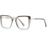 AOOLIA Square Lesebrille Damen Herren, Quadrat Lesebrillen mit Federscharnier, Anti-Blaulicht Anti-Ermüdung Lesehilfe Anti Blaue Lesebrille Leichte (Grau, 1, x)