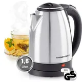 GOURMETmaxx Wasserkocher schnurlos Edelstahl, Schwarz Fassungsvermögen: 1.8