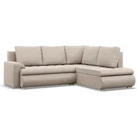 Rechts Ecksofa mit Schlaffunktion, Ottomane, Beige - Beige