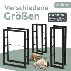 holz4home® Kaminholzregal aus Metall Schwarz inkl. Ofenhandschuh 40x25x150cm