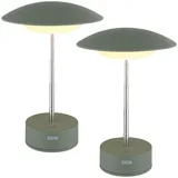 GLOBO Tischleuchte Tischlampe Touchdimmer Akku höhenverstellbar Nachttischlampe grün led, 1W warmweiß, DxH 18x26 cm, 2er Set