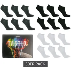 30 Paar TASTIQ Sneaker-Socken schlichte Baumwoll-Socken in Geschenkbox Sport-Socken Schwarz, Grau oder Weiß - 35-38