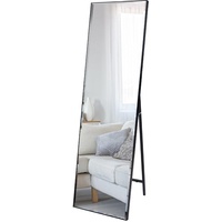 Hoikwo 140x41cm Standspiegel Ganzkörperspiegel mit Ständer, Großer Vertikaler Wandspiegel für Schlafzimmer, Wohnzimmer, Ankleidezimmer, Flur(Schwarz Ankleidespiegel)