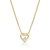 Elli DIAMONDS Kette mit Anhänger Herz Liebe Diamant (0.03 ct) 585 Gelbgold,