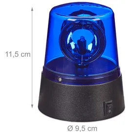 Relaxdays LED Blaulicht, 2er Set, Rundumleuchte mit drehendem Reflektor, Partylicht, Geburtstag, batteriebetrieben, blau