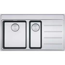 Franke MYTHOS MYX 251 A - Becken links - mit Druckknopfventil / Edelstahlspüle / Slimtop / Flächenbündig - Silber