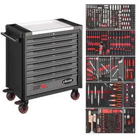 VIGOR Werkstattwagen Series Xxl, Edelstahl-arbeitsplatte, mit Sortiment, 416-tlg.
