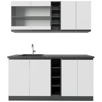 Vicco Küchenzeile Küchenblock Einbauküche R-Line J-Shape Anthrazit Weiß 160 cm modern Küchenschränke Küchenmöbel