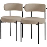 ML-Design Esszimmerstühle 2Er Set aus Teddystoff Braun mit Rückenlehne