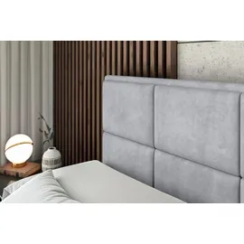 altdecor Boxspringbett mit Matratze und Topper, Polsterbett mit Bettkasten, Bett mit Stauraum H3-Matratze, Doppelbett, Springboxbett - NOVA - Grau Monolith