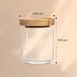 Klarstein Stapelglas mit Bambusdeckel 320 ml stapelbar luftdicht - Transparent