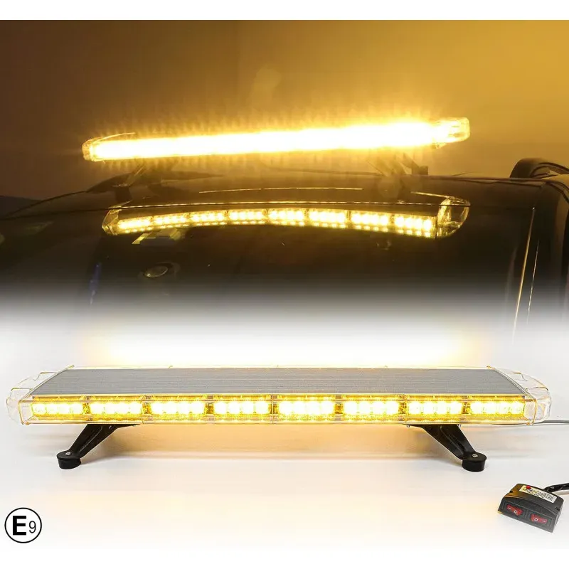 96,5 cm 72 LEDs 72 W leistungsstarke LED-Notfall-Warnleuchte Blitz 12–24 V 15 Betriebsmodi gelb-oranges Licht E-Ma