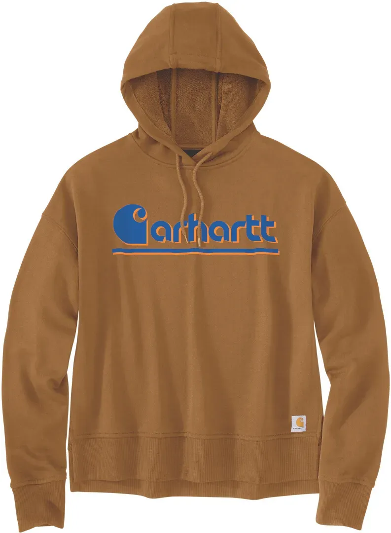 Carhartt Tencel Fiber Series Loose Fit Fall Graphic Dames Hoodie, bruin, XS Voorvrouw