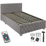 Tectake tectake® Polsterbett, mit LED-Leisten & Stauraum - dunkelgrau, 120 x 200 cm