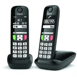 Gigaset E275 Duo – Zwei DECT-Telefone – schnurlos – große Tasten und Zahlen – kompatibel mit Hörgeräten, Schwarz [italienische Version]