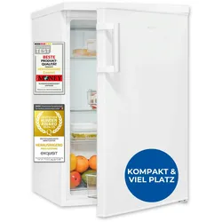 Exquisit Kühlschrank, LED-Innenbeleuchtung, 3 Glasablagen, manuelle Temperaturregelung, wechselbarer Türanschlag, Gefrierfach, KS16-V-H-010C weiss