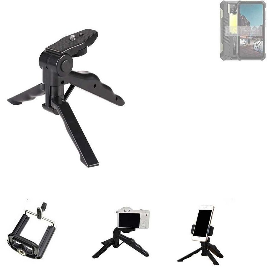 K-S-Trade für Ulefone Power Armor 24 Smartphone-Halterung, (Stativ Tisch-Ständer Dreibein Handy-Stativ Ständer Mini-Stativ) schwarz