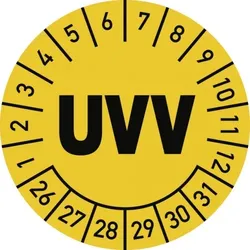 Dreifke® Prüfplakette UVV 2026 - 2031, Folie, Ø 30 mm, 10 Stück/Bogen