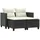 vidaXL Gartensofa 2-Sitzer mit Hockern Schwarz Poly Rattan