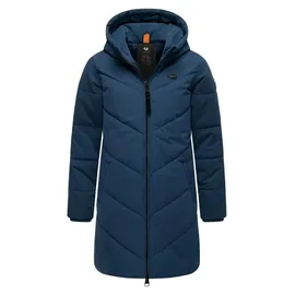 Ragwear NOVISTA Damen Frauen Mantel,Parka,Steppmantel,lange Jacke,Stehkragen,wasserdicht,Blau,M - M