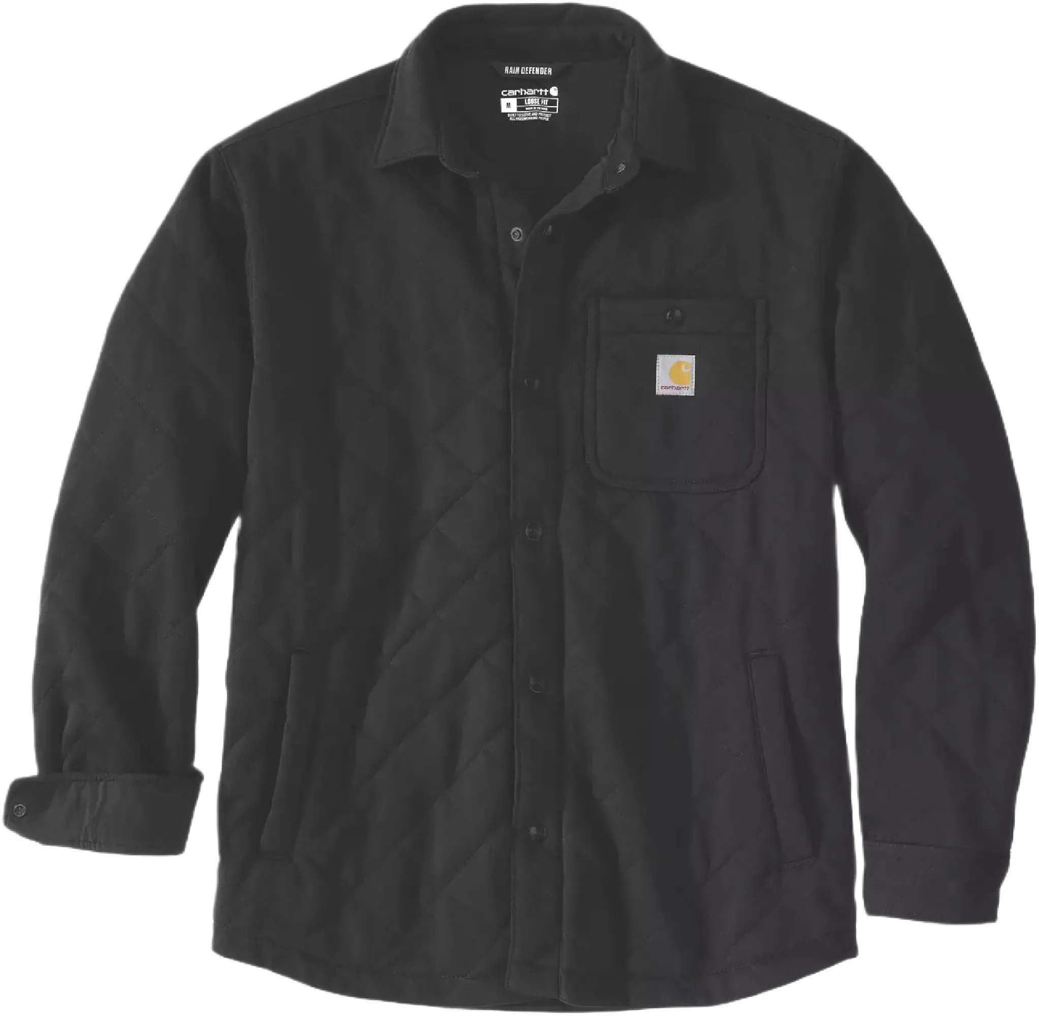 Carhartt Quilted Snap Front Shirt Textil Jacke, schwarz, Größe 2XL für Männer