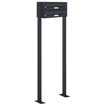 AL Briefkastensysteme - 2er Standbriefkasten Anlage Freistehend RAL 7016 Anthrazit