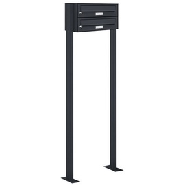 AL Briefkastensysteme - 2er Standbriefkasten Anlage Freistehend RAL 7016 Anthrazit