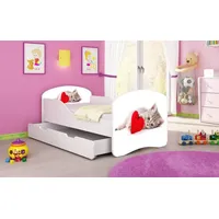 Luxusbetten24 Kinderbett Luna mit Stauraum und verschiedenen Motiven 140x70 Cats