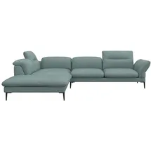 flexlux Ecksofa Salino, Funktionssofa mit Ottomane, Relaxsofa, Ecksofa, Sofa mit Arm- und Kopfteil-Verstellungen, Kaltschaum & Stahl-Wellen blau