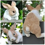 dazikemo Dekofigur Gartenfigur Hase für Zaun und Trennwand