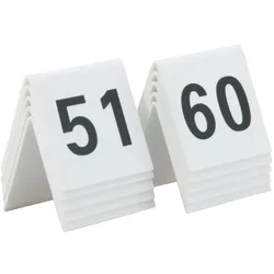 Securit® Tischnummern von 51-60 - Weiße Acrylstandards mit schwarzen Zahlen - 10er Set