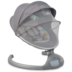 Cangaroo Babywippe iSwing, Musikfunktion, Timer, Fernbedienung, Aluminiumrahmen hellgrau