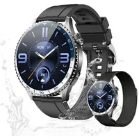 Zevelora Herren's Telefonfunktion IP67 Wasserdicht Fitness-Tracker Smartwatch (1.56 Zoll, Android/iOS), Fitnessuhr mit Herzfrequenz-, SpO2- & Temperaturmessung silberfarben