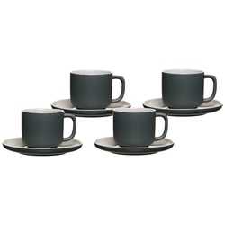 Ritzenhoff & Breker Tasse Jasper Kaffeetassen mit Untertassen 240 ml 4er Set, Keramik grau