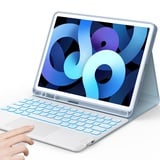 Earto iPad Air 2024 Hülle mit Tastatur 11 Zoll, iPad Air 5 Hülle mit Tastatur, 7-Farbige Beleuchtung, Kabellose QWERTZ-Tastatur für iPad Pro 11 (4/3/2/1Gen), iPad Air 5/4 10.9 2022/2020, Blau