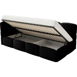 Selsey Cloudy – Einzelbett 120x200, Kopfteil links, Matratze & Bettkasten, Samt Schwarz