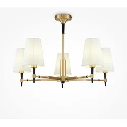 Maytoni Stilvoller Kronleuchter Zaragoza, Stil Art Déco H001CL-05BS Weiß, Gold, für Wohnzimmer, Esszimmer, Schlafzimmer, Küche