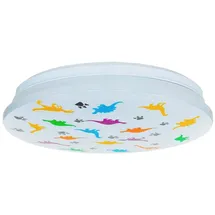 Licht-Erlebnisse LED Deckenleuchte Kinderzimmer IP44 Weiß Bunt Ø 33,5 cm 4000 K 1300 lm neutralweiß Dinosaurier Kinderzimmerlampe Decke