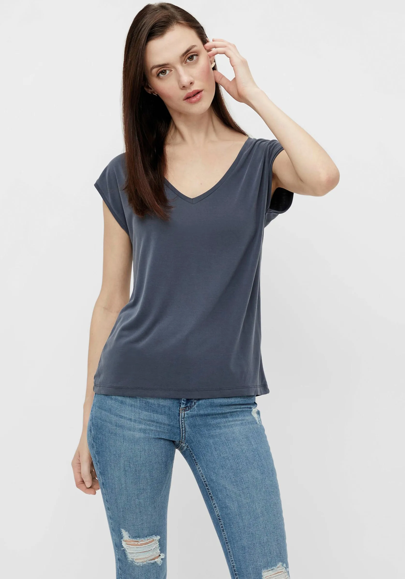 pieces Kurzarmshirt »PCKAMALA TEE NOOS BC« pieces Ombre Blue L (40)