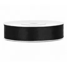 Partydeco Geschenkband Satin Schwarz 12 mm x 25 m