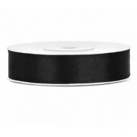 Partydeco Geschenkband Satin Schwarz 12 mm x 25 m