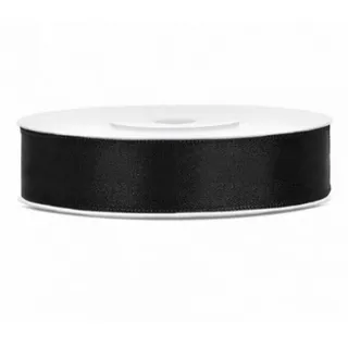 Partydeco Geschenkband Satin Schwarz 12 mm x 25 m