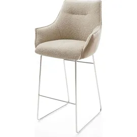 DeLife Barstuhl Alja-Flex Materialmix Mikrofaser Schlamm / Bouclé Schlamm Kufengestell Edelstahl Taschenfederkern - Braun/Beige