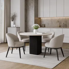 design möbel Beistelltisch CUBO Ø100 cm Metalltisch Wohnzimmertisch SCHWARZ/CASHMERE