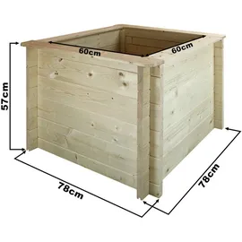 TIMBELA Hochbeet 78 x 78 x 57 cm Beige