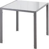 HOMCOM Esstisch Esszimmertisch quadratisch für 4 Personen, Wohnzimmertisch mit Hartglas Tischplatte, modern für Küche & Esszimmer in Grau   Aosom.de