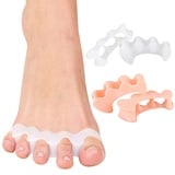 Zehenspreizer Hallux Valgus Silikon [4x]-2Paare, Geeignet zur Korrektur gebogener und überlappender Zehen, Linderung von Schmerzen und Druck, für verschiedene Socken und Schuhe-Weiß/Hautfarben