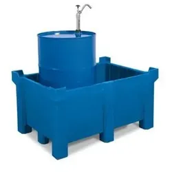 Stapelbehälter PolyPro aus PE, 300 Liter Inhalt, 280 Liter Auffangvolumen, geschlossen, blau