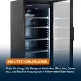 GastroHero Getränkekühlschrank GKS-360 I 360 L Getränkekühlschrank mit Glastür I  Flaschenkühlschrank mit Umluftkühlung I Bierkühlschrank abschließbar