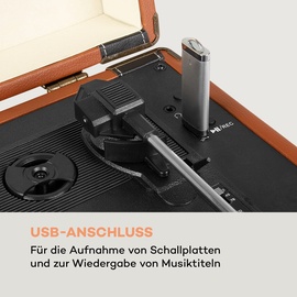 Auna Jerry Lee BT Plattenspieler BT USB Aufnahme & Wiedergabe braun